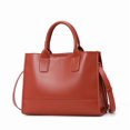 thumbnail image 1 of Genuine Leather Cowhide Tote Bag, Women's Smooth Leather Shoulder Crossbody Purse, 1 of 7