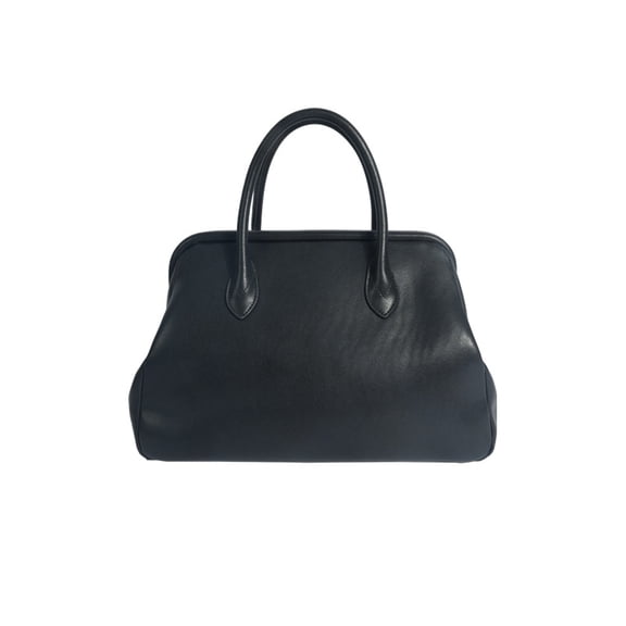 Genuine Cowhide Leather Boston Bag, Women's Top-handle Shoulder Bag, Black Work Travel Handbag