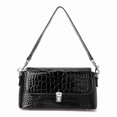 thumbnail image 1 of Genuine Cowhide Leather Crocodile Grain Shoulder Bag, Women's Underarm Handbag, Daily Travel Purse, 1 of 5
