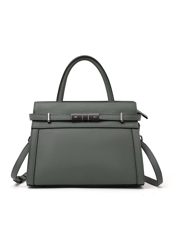 Genuine Cowhide Leather Handbag, Lychee Pattern, Square Shape, Commute & Fashion, Shoulder & Crossbody, Business Style Women's Bag