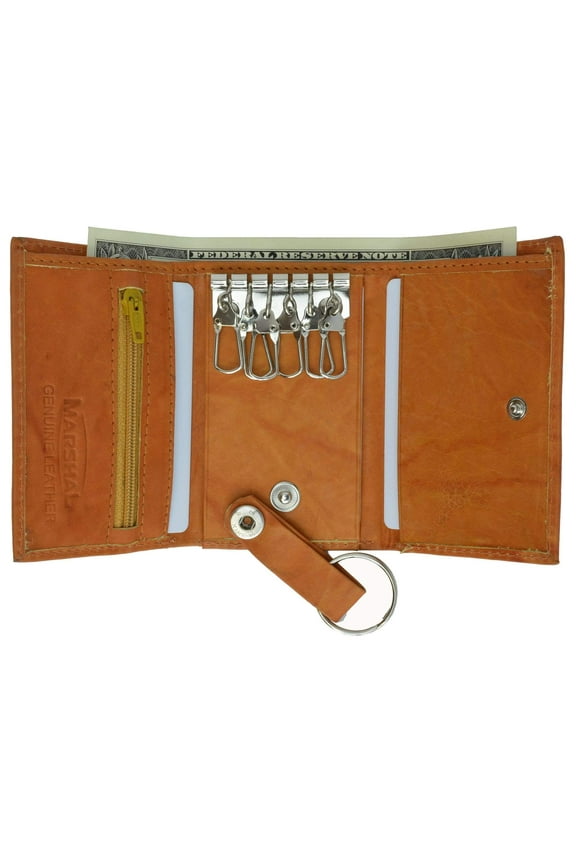 Genuine Cowhide Leather Keychain Holder Trifold Wallet 312 CF (C)
