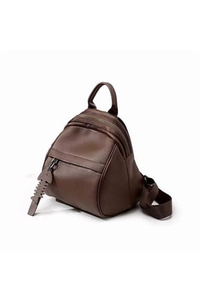 Genuine Cowhide Leather Litchi Grain Mini Backpack, Women's Convertible Shoulder Bag, Portable Travel Handbag