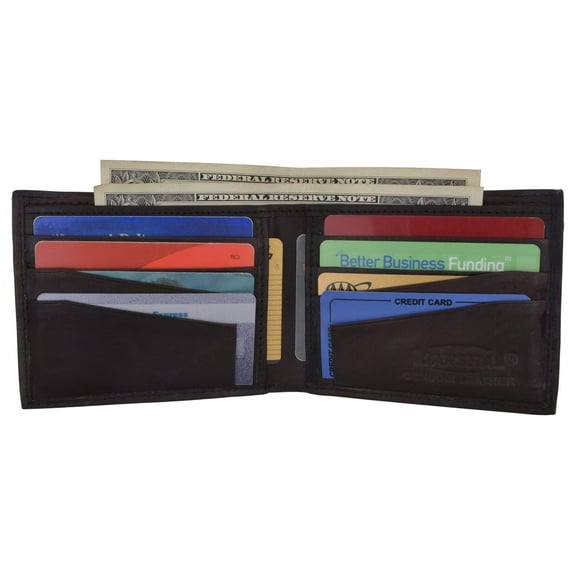 Genuine Cowhide Leather Simple Card Holder Bifold Wallet 758 CF