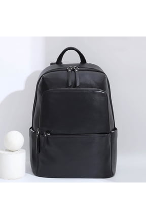 Genuine Cowhide Leather Smooth Grain Backpack, Men's 15.6-inch Laptop Backpack, Business Travel Handbag