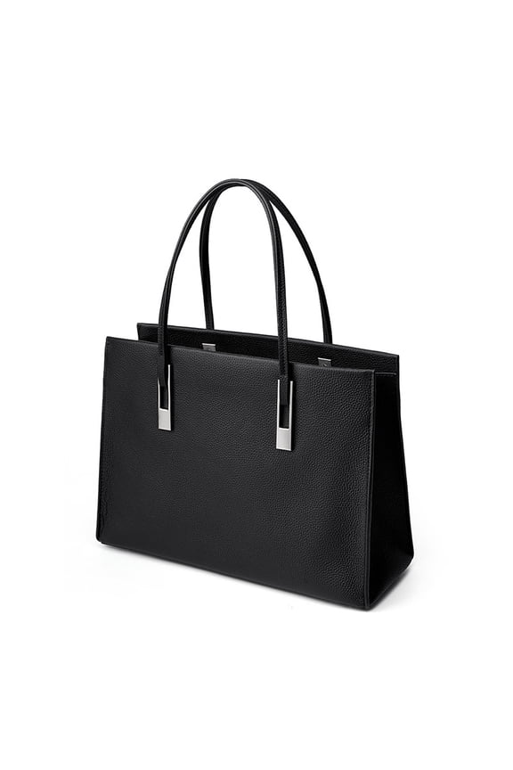 Genuine Cowhide Leather Tote Briefcase, Women's Top-handle Shoulder Bag, Work Travel Handbag