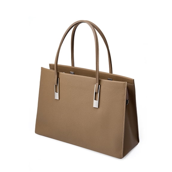 Genuine Cowhide Leather Tote Briefcase, Women's Top-handle Shoulder Bag, Work Travel Handbag