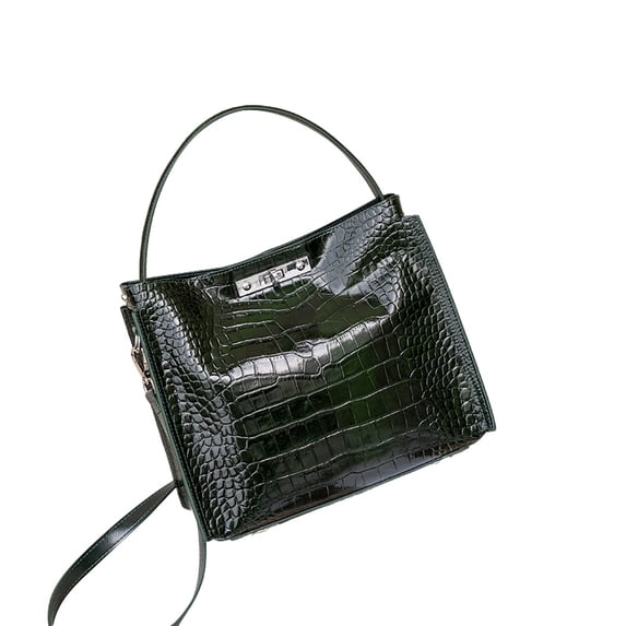 Genuine Cowhide Leather Women Handbag,Crocodile Grain,Multiway Carry,Commute Daily Use