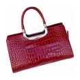 thumbnail image 1 of Genuine Cowhide Leather Women Satchel,Crocodile Embossed Crossbody Shoulder Handbag, 1 of 9