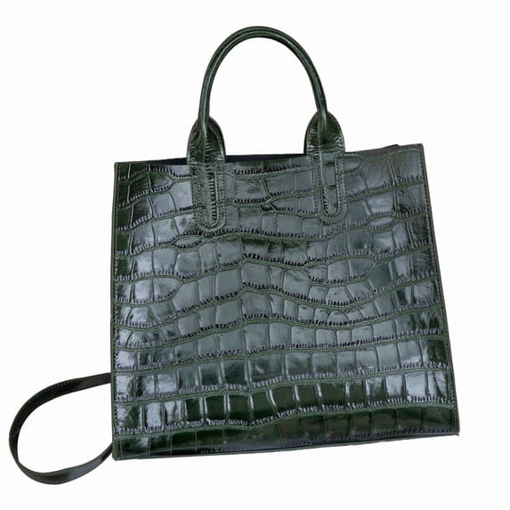 Genuine Cowhide Leather Women Tote Bag,Crocodile Embossed Crossbody Shoulder Purse, Purse for Work