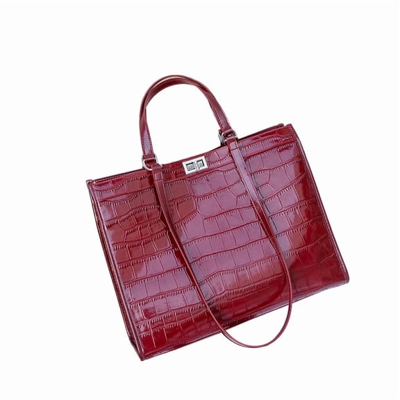 Genuine Cowhide Leather Women Tote Bag,Crocodile Embossed Shoulder Satchel Handbag, Purse for Work