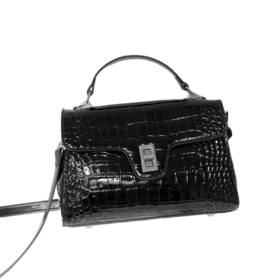 Genuine Cowhide Leather Women's Crocodile Embossed Satchel Bag, Top Handle Crossbody Shoulder Purse