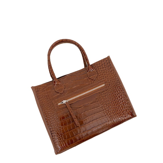 Genuine Cowhide Leather Women's Crocodile Embossed Tote Bag, Top Handle Crossbody Shoulder Purse