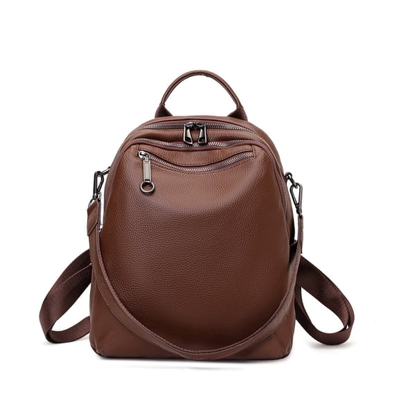 Genuine Leather Cowhide Backpack, Women's Multiuse Shoulder Crossbody Bag, Large Capacity Casual Daypack