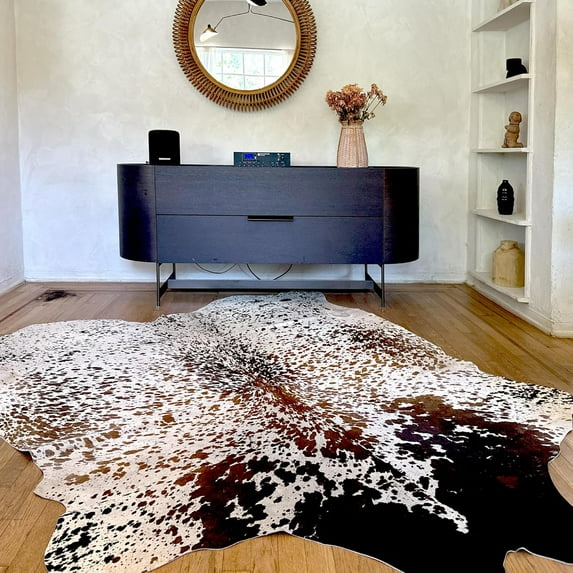 Genuine Cowhide Rug - Natural Leather Hide Rugs for Living Room & Area Rug for Bedroom - Real Cowhides Rug for Rustic Home Decor - Multicolor Speckled Cowhide Rugs, 6x6-7ft