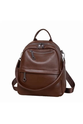 Genuine Cowhide Women Backpack, Grey Brown Black Convertible Leather Casual Travel Daypack