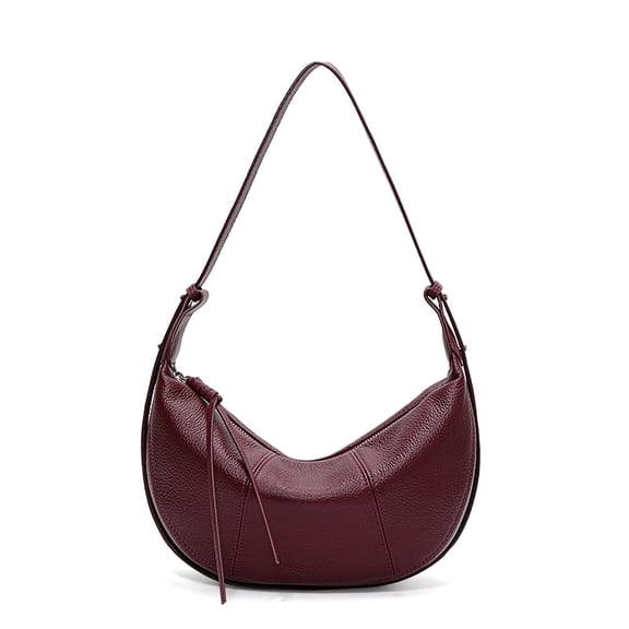 Genuine Leather Crescent Bag, Women's Grainy Hobo Underarm Shoulder Crossbody Purse