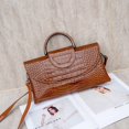 thumbnail image 1 of Genuine Cowhide Women Crossbody Bag, Glossy Crocodile Embossed Metal-Ring Top-Handle Purse, 1 of 5