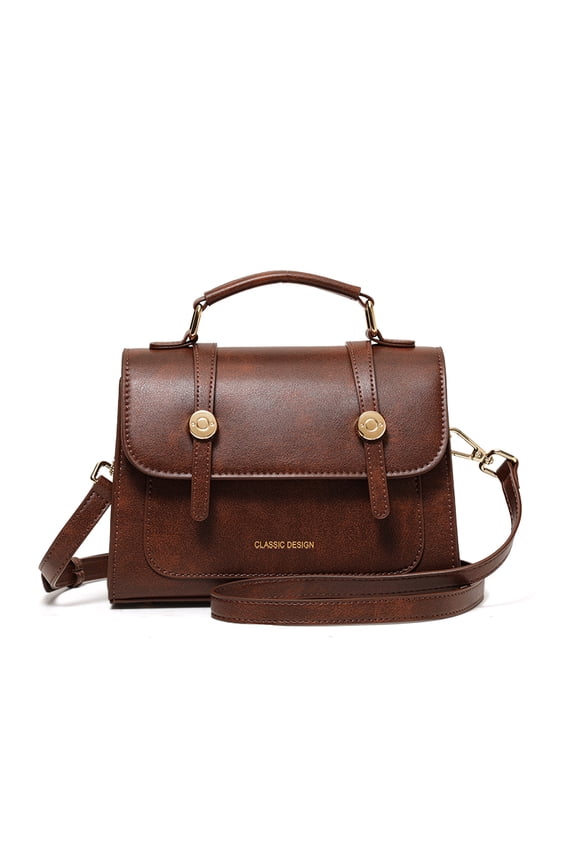 Genuine Cowhide Women Crossbody Bag,Vintage Oil Wax Grain Mini Flap Handbag,Top Handle Small Square Shoulder Bag,Brown