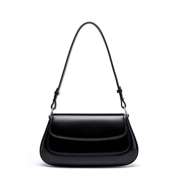 Genuine Cowhide Women Flap Shoulder Bag, Smooth Leather Crossbody Purse with Adjustable Strap
