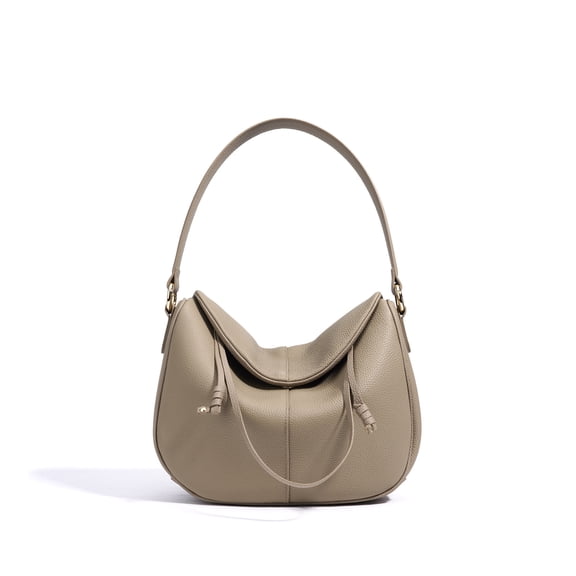 Genuine Cowhide Women Hobo Bag, Elephant Grey Leather Crossbody Shoulder Handbag