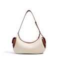 thumbnail image 1 of Genuine Cowhide Women Hobo Bag, White Brown Leather Crossbody Shoulder Handbag, 1 of 12