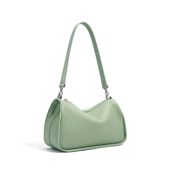 Genuine Cowhide Women Hobo Bag, White Pebbled Leather Adjustable Crossbody Shoulder Bag