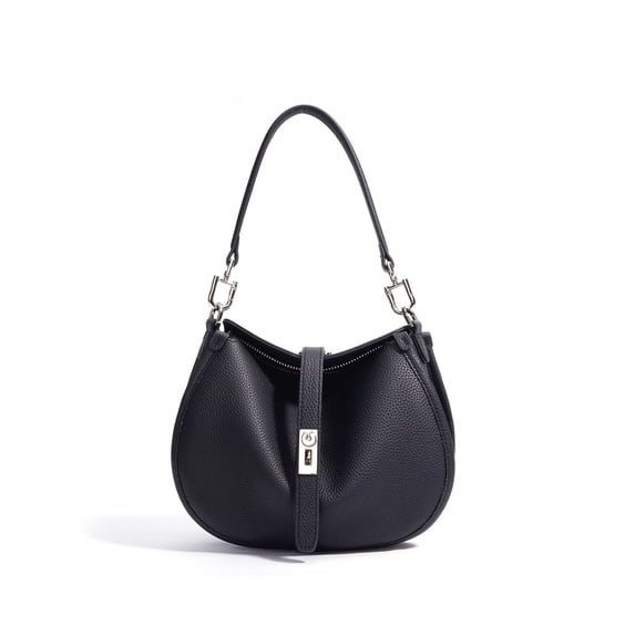 Genuine Cowhide Women Saddle Bag, Adjustable Crossbody Shoulder Bag, Pebbled Leather