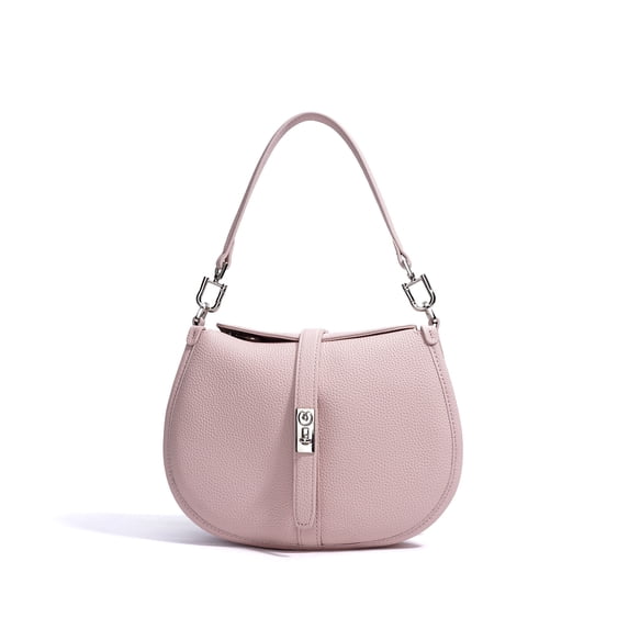 Genuine Cowhide Women Saddle Bag, Adjustable Crossbody Shoulder Bag, Pebbled Leather