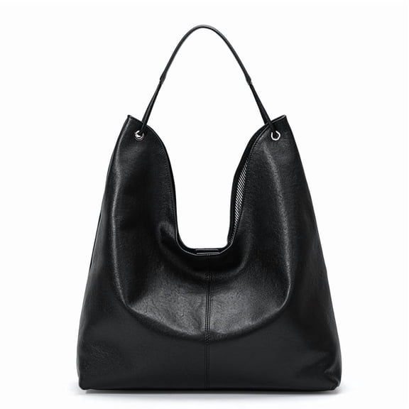 Genuine Leather Hobo Tote Bag, Women's Grainy Shoulder Handbag Purse
