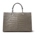 thumbnail image 1 of Genuine Cowhide Women Tote Bag, Glossy Crocodile Embossed Metal-Ring Top-Handle Crossbody Purse, 1 of 4