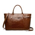 thumbnail image 1 of Genuine Cowhide Women Tote Bag, Glossy Crocodile Embossed Top-Handle Crossbody Purse for Work, 1 of 9