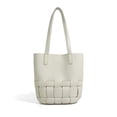 thumbnail image 1 of Genuine Cowhide Women Tote Bag, Woven Bucket Shoulder Bag, Removable Inner Pouch, 1 of 8
