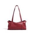 thumbnail image 1 of Genuine Cowhide Women Tote Shoulder Bag, Red Leather Casual Work Crossbody Handbag, 1 of 11