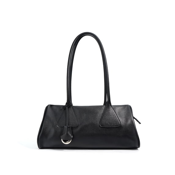 Genuine Cowhide Women Underarm Bag,Pebbled Leather Barrel Purse Daily Commuter Handbag