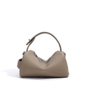 Genuine Cowhide Women Underarm Bag, Pebbled Leather Barrel Purse Retro Commuter Handbag