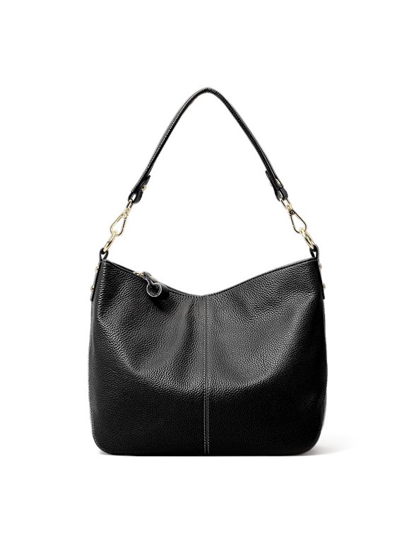 Genuine Cowhide Women's Shoulder & Underarm Bag, Lychee Pattern Crescent Shaped Handbag