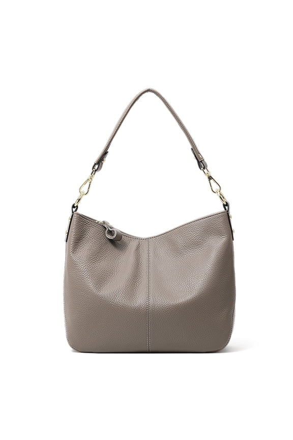 Genuine Cowhide Women's Shoulder & Underarm Bag, Lychee Pattern Crescent Shaped Handbag