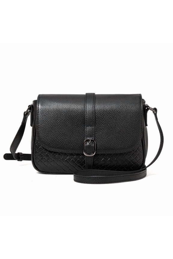Genuine Leather Cowhide Crossbody Bag, Women's Retro Woven Saddle Shoulder Purse