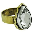 thumbnail image 1 of Genuine Crystal Quartz Gemstone Ring, 925 Silver Band Ring, Classic Promise Wedding Ring, White Stone Faceted Cut Pear Shape Ring, Exclusive Ring, Gold Vermeil Ring (Crystal Quartz, Size 7), 1 of 5