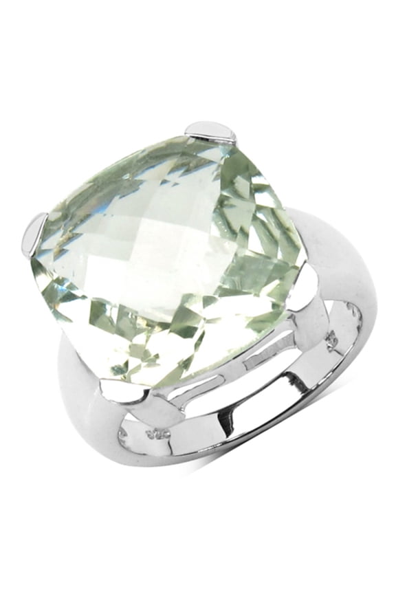 Genuine Cushion Prasiolite (Green Amethyst) Ring in Brass - Size 7.00