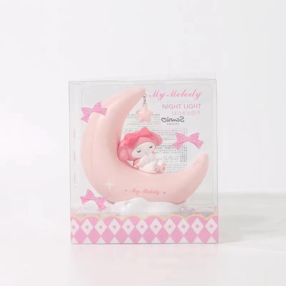 Genuine Cute Sanrio Kuromi Cinnamoroll Crescent Beautiful Dream LED Light-emitting Ornaments Cute Night Light Children's Gift