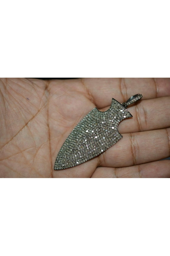 Genuine Diamond Arrowhead Pendant 925 Sterling Silver Arrow Charm Pendant Gift.