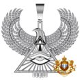 thumbnail image 1 of Genuine Diamond Egyptian God Horus Falcon Eagle Ankh Cross Pharaoh Pendent Charm Over 10K White Gold, 1 of 6