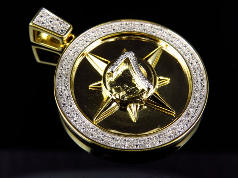 Genuine Diamond Five Percenter Pendant in Yellow Gold Finish 0.50