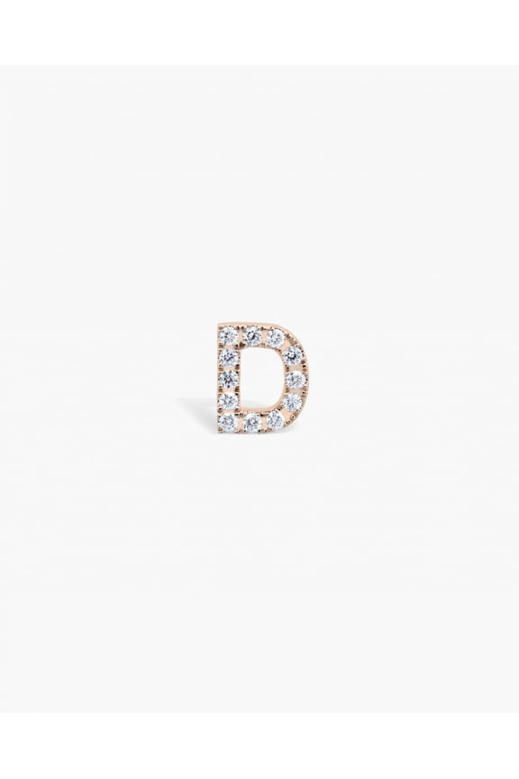 Genuine Diamond Initial D Slider Pendant 14k Solid Gold Name Initial Charm Gift.