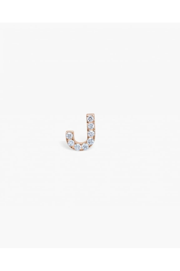 Genuine Diamond Initial J Slider Pendant 14k Solid Gold Name without chain.