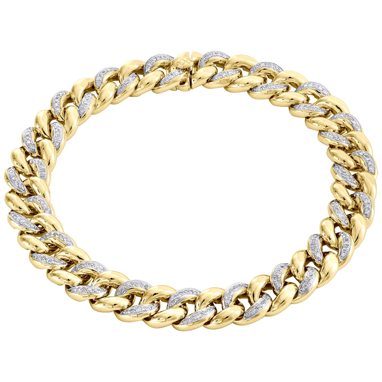 Genuine Diamond Miami Cuban Link Bracelet 1.26 Ct 10K Yellow