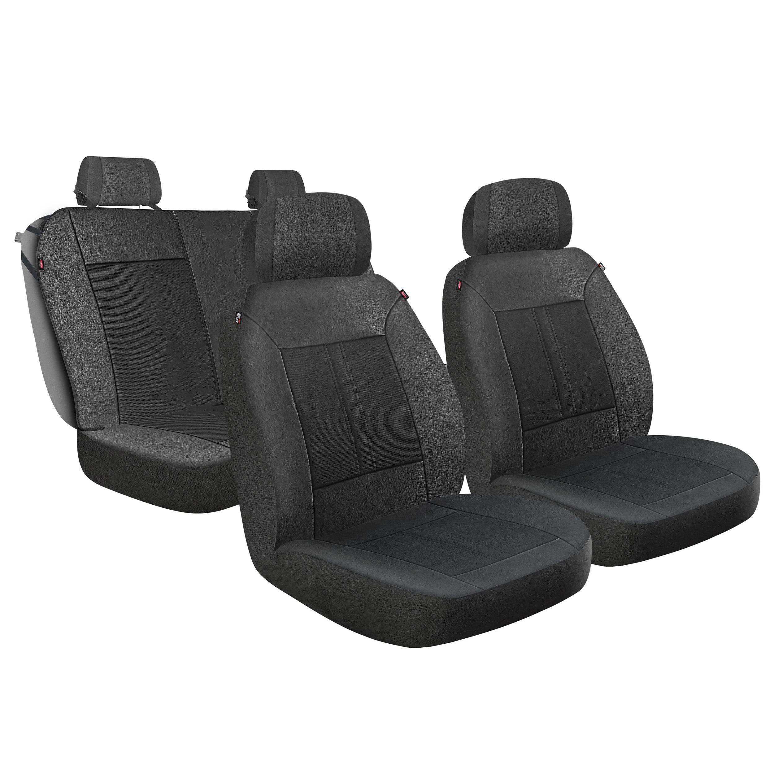Genuine Dickies Black Peterson Vegan Leather Seat Covers, 3-Piece Set