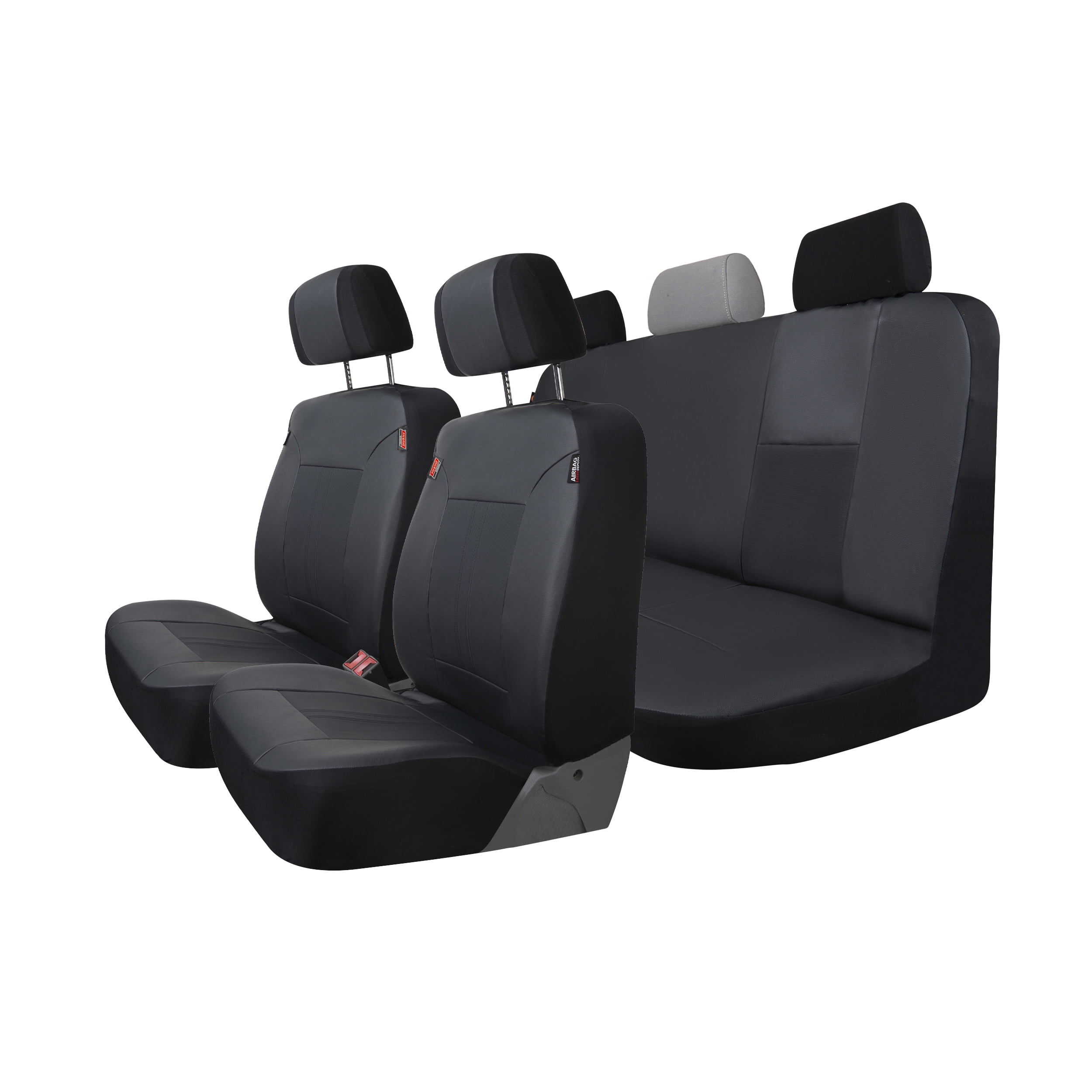 Genuine Dickies 3-Piece Black Peterson Vegan Leather Car Seat Covers, 43645WDI