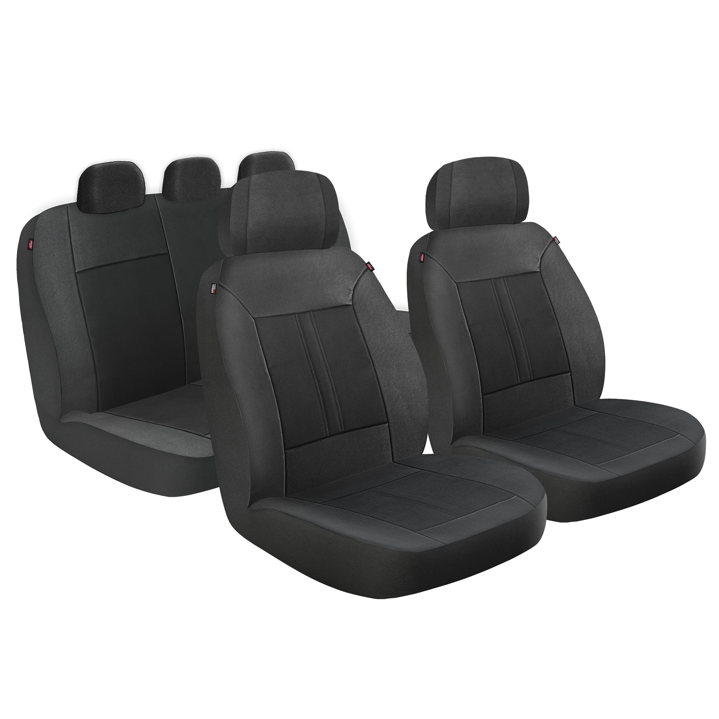Genuine Dickies 3 Piece Car or SUV Vegan Leather Seat Covers Black, 43645WDC